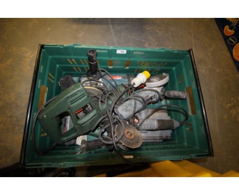 Box of various power tools