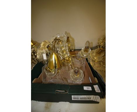 Czech Crystal &amp; Brass Chandelier Light Fitting