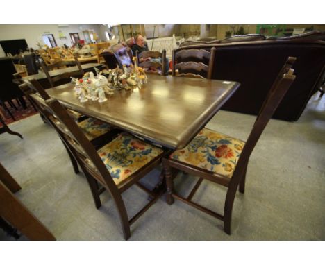 Priory oak refectory table and 6 ladder back chairs