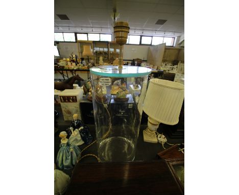 Large cylindrical glass lamp