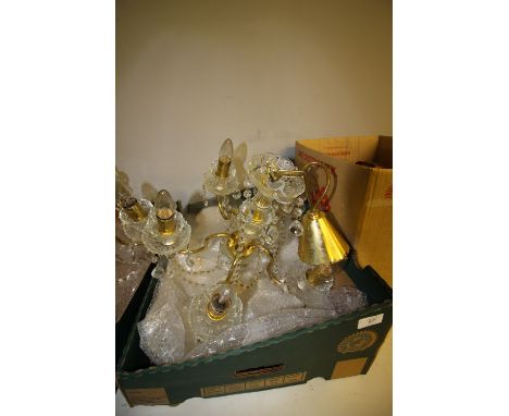 Czech Crystal &amp; Brass Chandelier Light Fitting