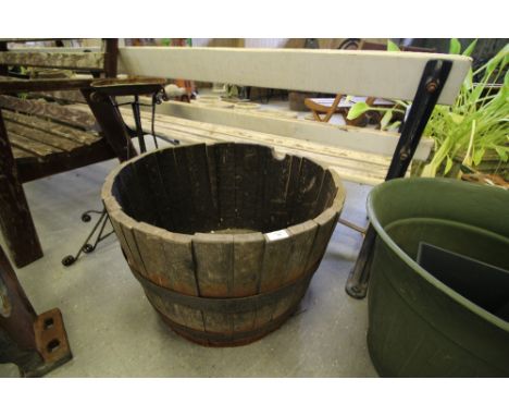 Coppered barrel planter