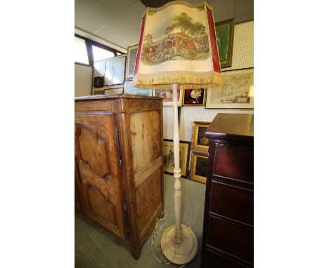 Standard lamp with hunting scene shade