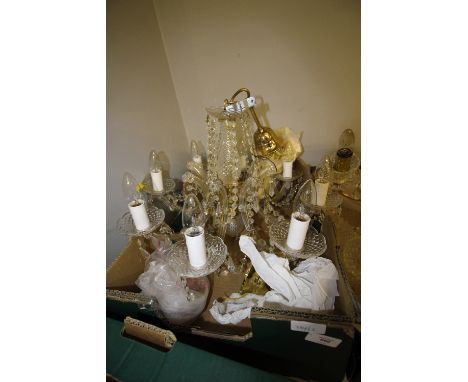 British Crystal &amp; Brass Chandelier Light Fitting &amp; Replacement Sconce