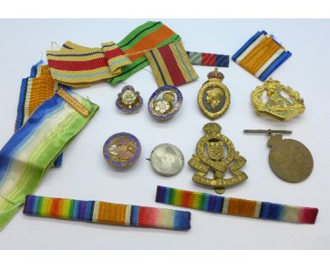 Medal ribbons and enamel badges