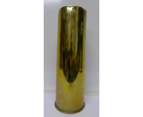 A WWI brass trench art shell case