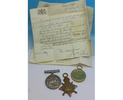 A trio of WWI medals to 18674, Pte. C. Abbey. Essex R.