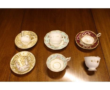DAVENPORT - three trio sets of Davenport ceramics to include saucer, tea and coffee cups. c1850-1880.