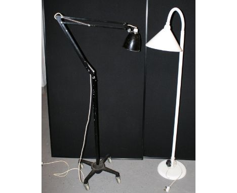 LAMPS - a floor standing trolley lamp Anglepoise c1950s along with a floor standing white flexi-lamp. (2)