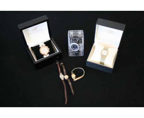 LADIES WATCHES - 3 boxed ladies watches and 3 loose ladies watches. To include a Rotary quartz with gold plated bracelet and 