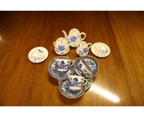 DAVENPORT - a collection of Davenport teaware to include a breakfast tea set (teapot and small plate a/f) and 3 blue and whit