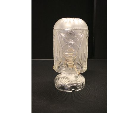 CUT GLASS LAMP - a heavily cut glass table lamp c1920.