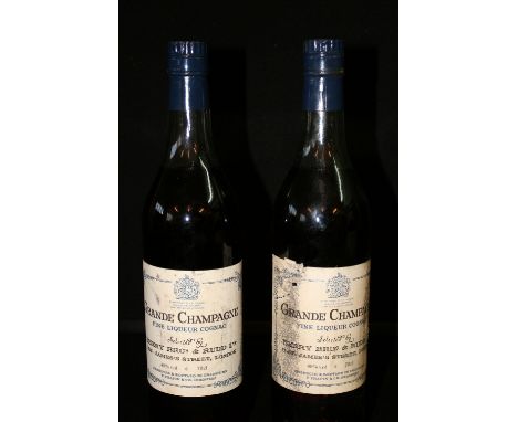 COGNAC - 2 bottles of GRANDE CHAMPAGNE fine liqueur cognac, selected by Berry Bros & Rudd Ltd, London, 40%Vol 70cl, good leve