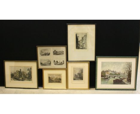 VICTORIAN ENGRAVINGS - a collection of Victorian engravings to include a lithotint of Morton Hall, Cheshire 1844 by J. D. Har
