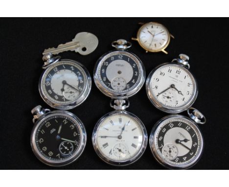 POCKET WATCHES - a collection of 6 pocket watches, five by Ingersoll and one Smiths Empire, in chrome nickel cases, also to i