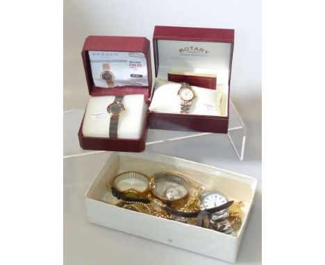 Rotary wrist watch, boxed; Skagen wrist watch, boxed; and a box of watches