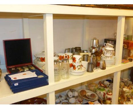 Commemorative coins, Meakin Studio tableware, pewter tankards, Worcester collectors plates, etc
