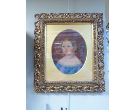 English School (19th Century), Portrait of a Young Girl, oil in the oval, framed, 25.5cm by 20cm