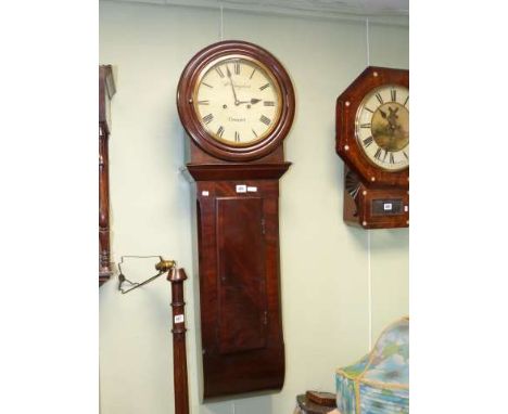Mahogany cased double weight tavern clock, 10¼ inch circular dial signed Wm Vaughan, Newport. 123cm