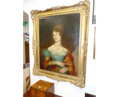 English School (19th Century), Portrait of a lady, inscribed verso 'Mrs Draffen/Hazlehurst Delint/London I.W.D.', oil on canv