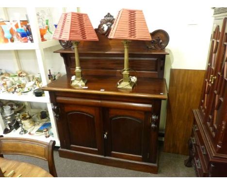 Victorian style mahogany two door chiffonier with raised shelf back