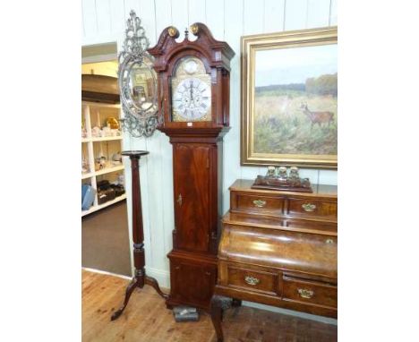 Eight day longcase clock, 12½ inch gilt and silvered arched dial, signed James Hewitt, Sunderland, in a Whitehaven type 'Gill
