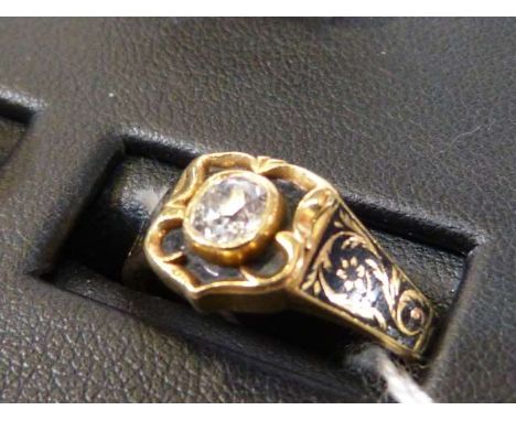 Victorian diamond, enamel and 18ct gold ring, size S