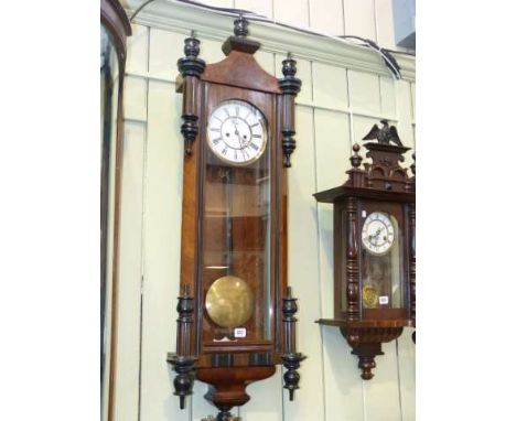 19th Century walnut and ebonised double weight Vienna wall clock