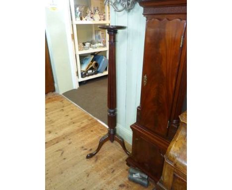 Mahogany fluted column tripod torchere