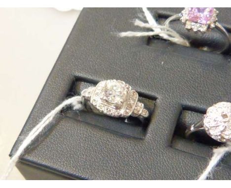 Diamond ring, stamped PLAT, size K½
