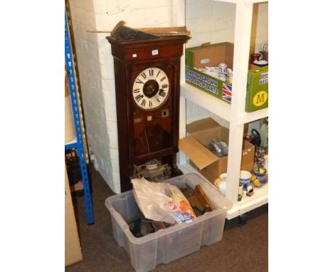 Oak cased time recorder clock and box of workings
