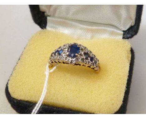 Sapphire and diamond ring, hallmarked 9ct gold, size L½