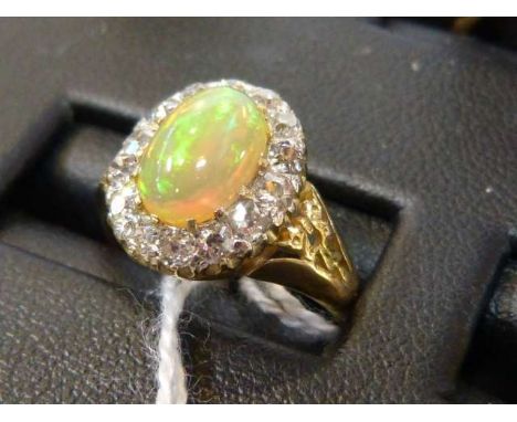 Opal and diamond ring, size K½