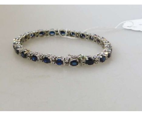 Sapphire and diamond bracelet, indistinctly stamped 750?, 21 grams