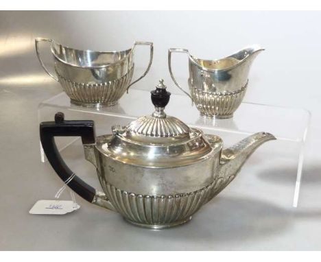 Victorian silver three-piece bachelor's tea service, William Gibson & John Lawrence Longman, London 1898, Gross 12.5oz