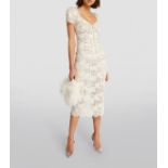 BRAND NEW SELF-PORTRAIT CREAM CORD LACE MIDI DRESS Size 8 UK. RRP £420. (AO). 152