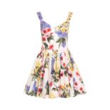 BRAND NEW DOLCE & GABBANA FLOWER PRINTED COTTON POPLIN BACKLESS STRAPPY MINI Size 38 IT. RRP £