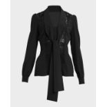 BRAND NEW DOLCE & GABBANA LACE INSERT PUSSYBOW LS SILK V NK BLOUSE Size 40 IT. RRP £1500. (AO). 13