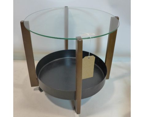 A 20th century circular glass top lamp table, H.48 W.54 D.54cm 