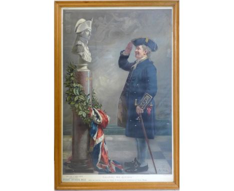 A lithograph titled 'Saluting the Admiral', lithograph presented with Pears' Annual 1905, the original painting by Albert W. 
