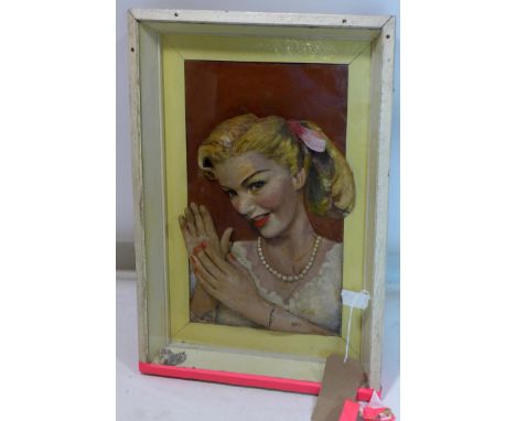 A cast plaster portrait of a lady, signed to arm, in a glazed frame, 37 x 30cm 