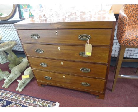 A Regency mahogany chest of four drawers, with ivory escutcheons, raised on bracket feet, H.98 W.97 D.45cm 