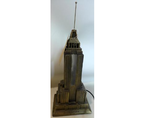 A Sarsaparilla Deco Designs 'Empire State Building' table lamp, H.48cm 