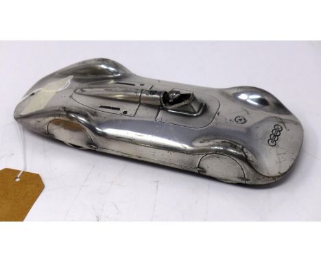 A solid pewter model of an Auto Union Streamliner racing car, H.6 W.30 D.10cm 