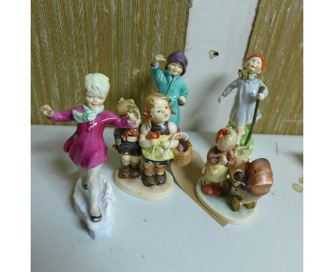 Three early Royal Worcester porcelain figures, 'Thursday child has far to go', H.17cm, 'January' &amp; 'February' modelled by