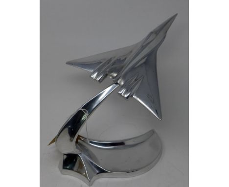 A vintage chrome model of a Vulcan plane, H.30 W.34 D.27cm 