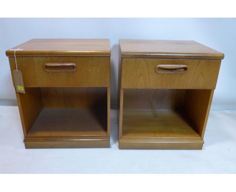 A pair of 20th century Meredew teak lamp tables, H.59 W.50 D.42cm 