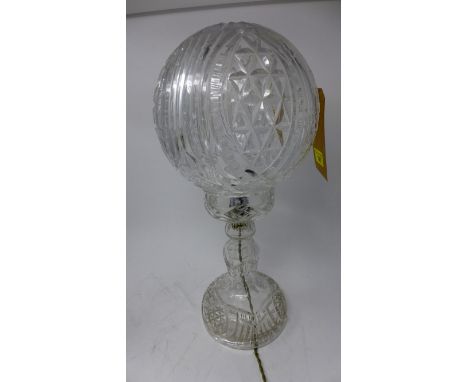 A 20th century crystal table lamp, H.44cm 