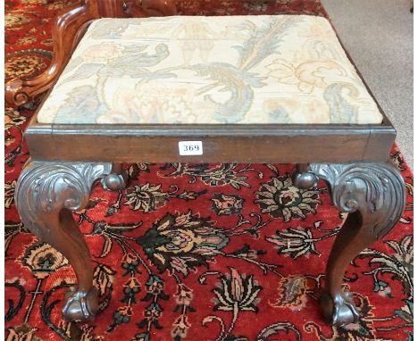 A Chippendale Style Mahogany Dressing Stool, circa late 19th century, with a detachable needlepoint seat, raised on cabriole 