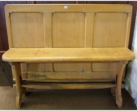 A Converted Pine Hall Bench, 114cm high, 142cm wide, 36cm deep 